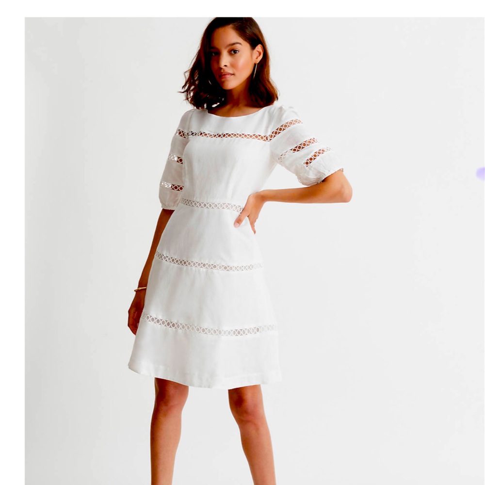 New, Petite Circle Lace Trim Flare Dress